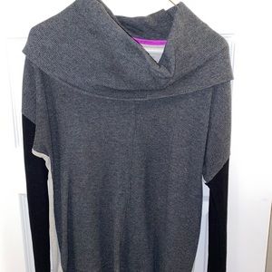 Block color cowl neck sweater